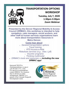 Transportation Options Workshop flyer